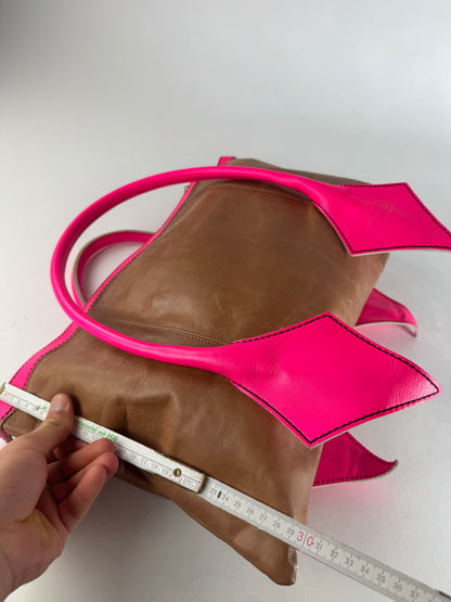 Vintage Vivienne Westwood 2Way Leather Handbag Brown Pink