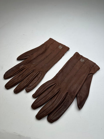 Vintage Loewe Madrid Leather Gloves Brown