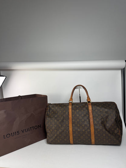 Sac de sport vintage Louis Vuitton Monogram 60keepball en cuir marron