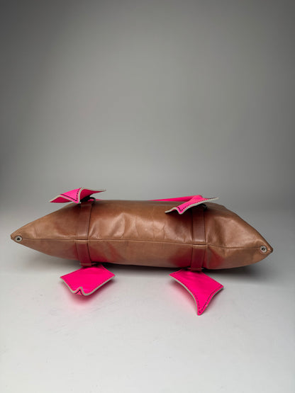 Vintage Vivienne Westwood 2Way Leather Handbag Brown Pink