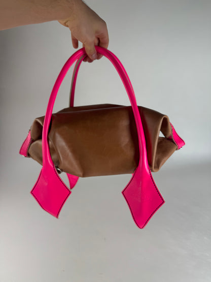 Vintage Vivienne Westwood 2Way Leather Handbag Brown Pink