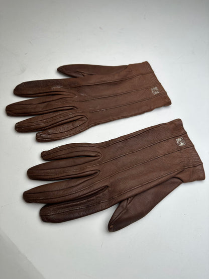 Vintage Loewe Madrid Leather Gloves Brown