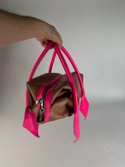 Vintage Vivienne Westwood 2Way Leather Handbag Brown Pink