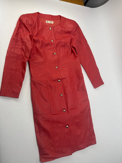Vintage Courreges Leather Coat red
