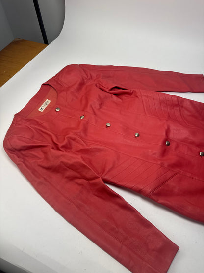 Vintage Courreges Leather Coat red
