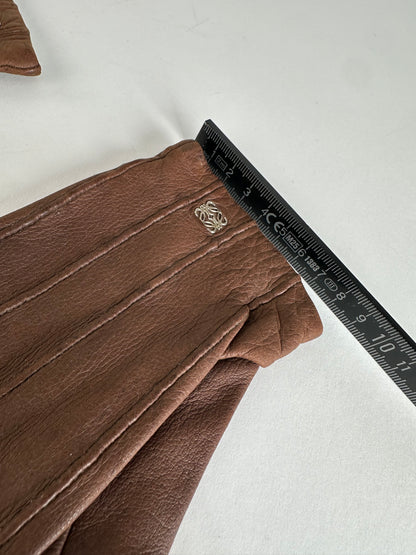 Vintage Loewe Madrid Leather Gloves Brown