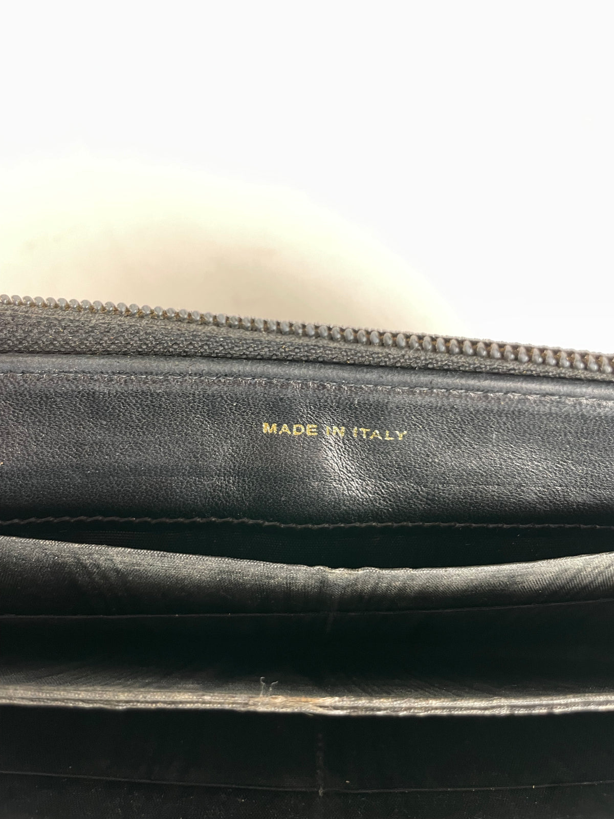 Vintage Chanel Pebbled Leather Zip Wallet Black Silver