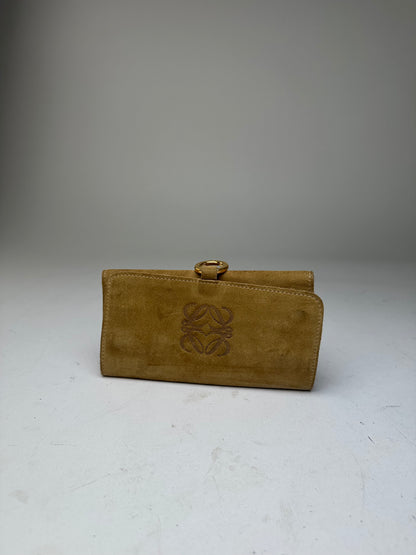 Vintage Loewe Suede Wallet Tan