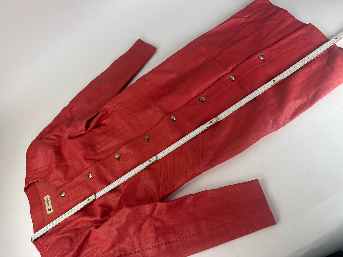 Vintage Courreges Leather Coat red