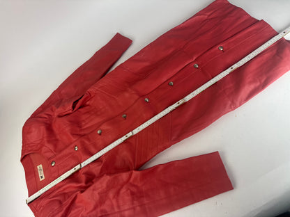 Vintage Courreges Leather Coat red
