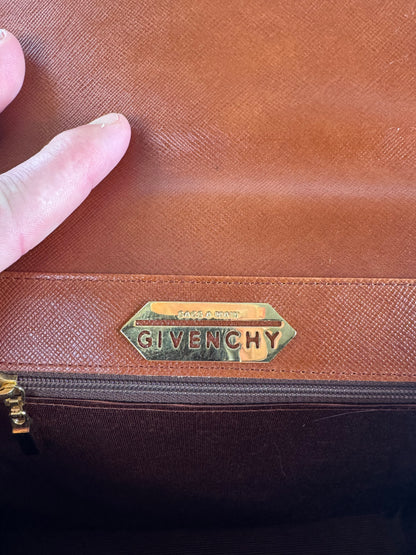 Vintage Givenchy 2Way Leather Handbag Orange Brown