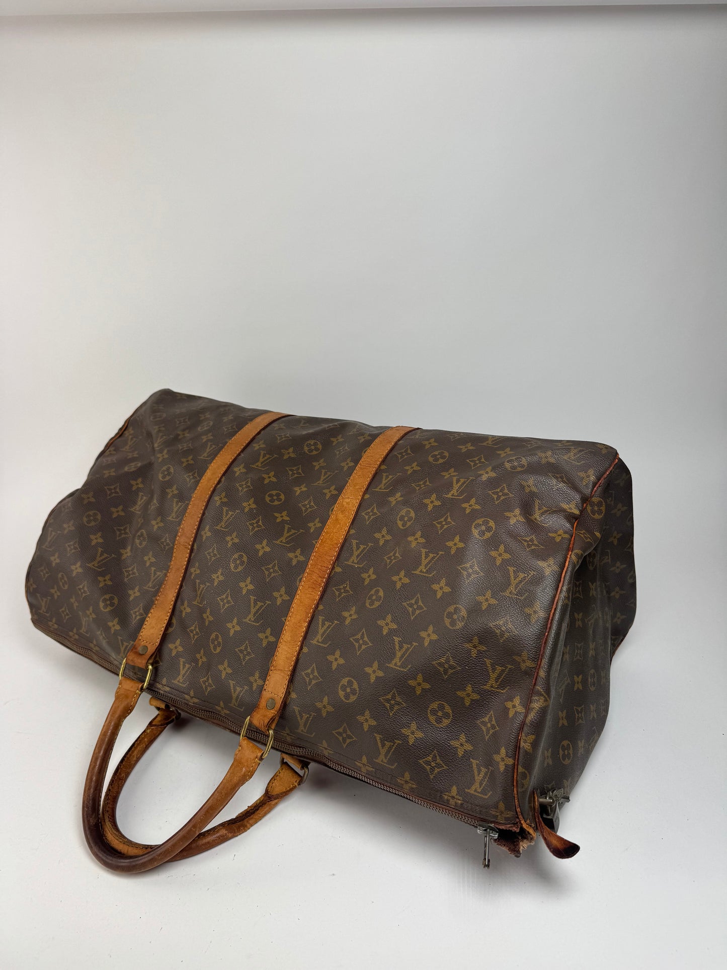 Sac de sport vintage Louis Vuitton Monogram 60keepball en cuir marron