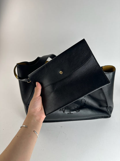 Sac vintage en cuir vegan avec logo Stella Mc Cartney noir