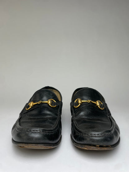 Vintage Gucci Men's Leather Horsebit Loafers Early 2000s Black EU41