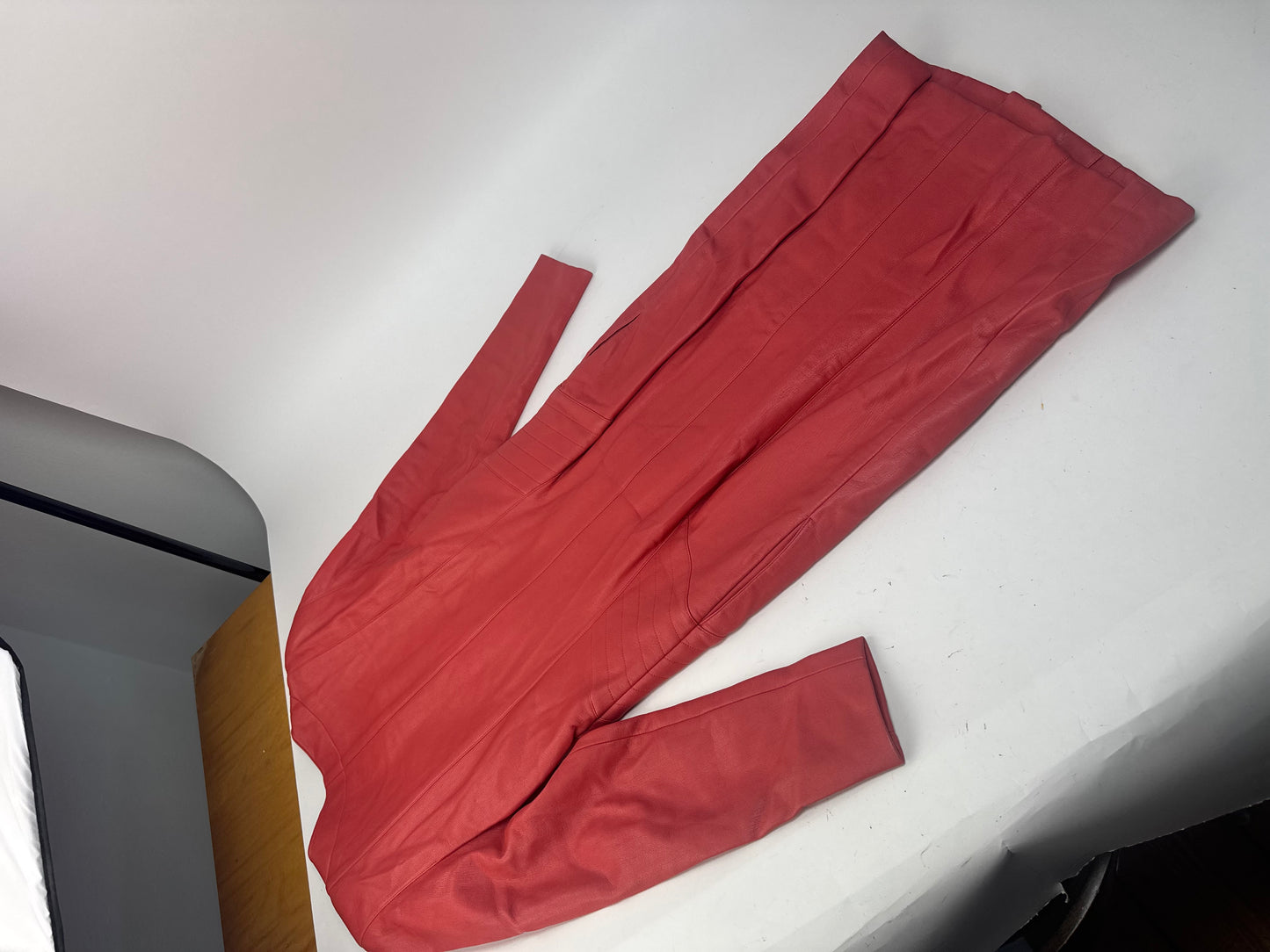 Vintage Courreges Leather Coat red