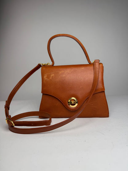 Vintage Givenchy 2Way Leather Handbag Orange Brown