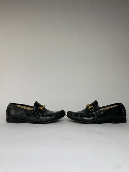 Vintage Gucci Men's Leather Horsebit Loafers Early 2000s Black EU41