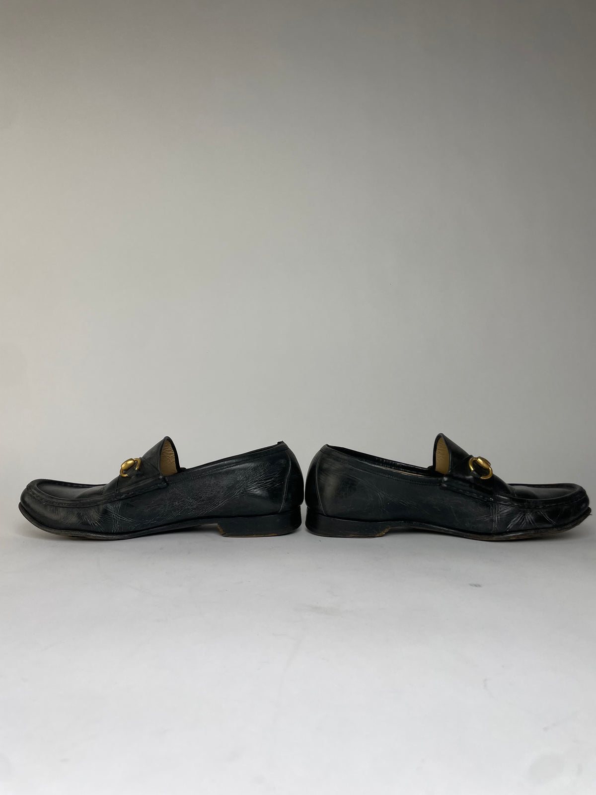 Vintage Gucci Men's Leather Horsebit Loafers Early 2000s Black EU41