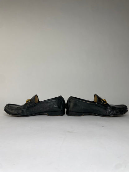 Vintage Gucci Men's Leather Horsebit Loafers Early 2000s Black EU41