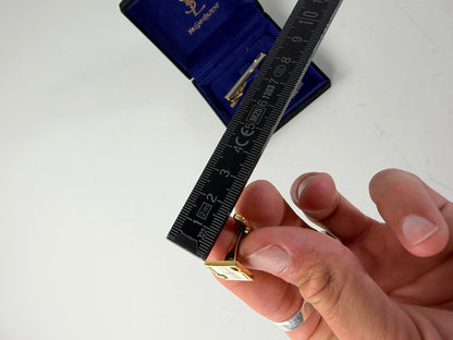 Vintage Yves Saint Laurent Tie Clip and Cufflinks Set Gold-tone Boxed