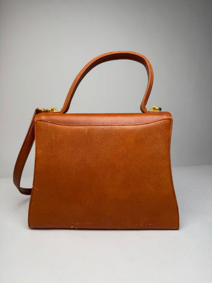 Vintage Givenchy 2Way Leather Handbag Orange Brown