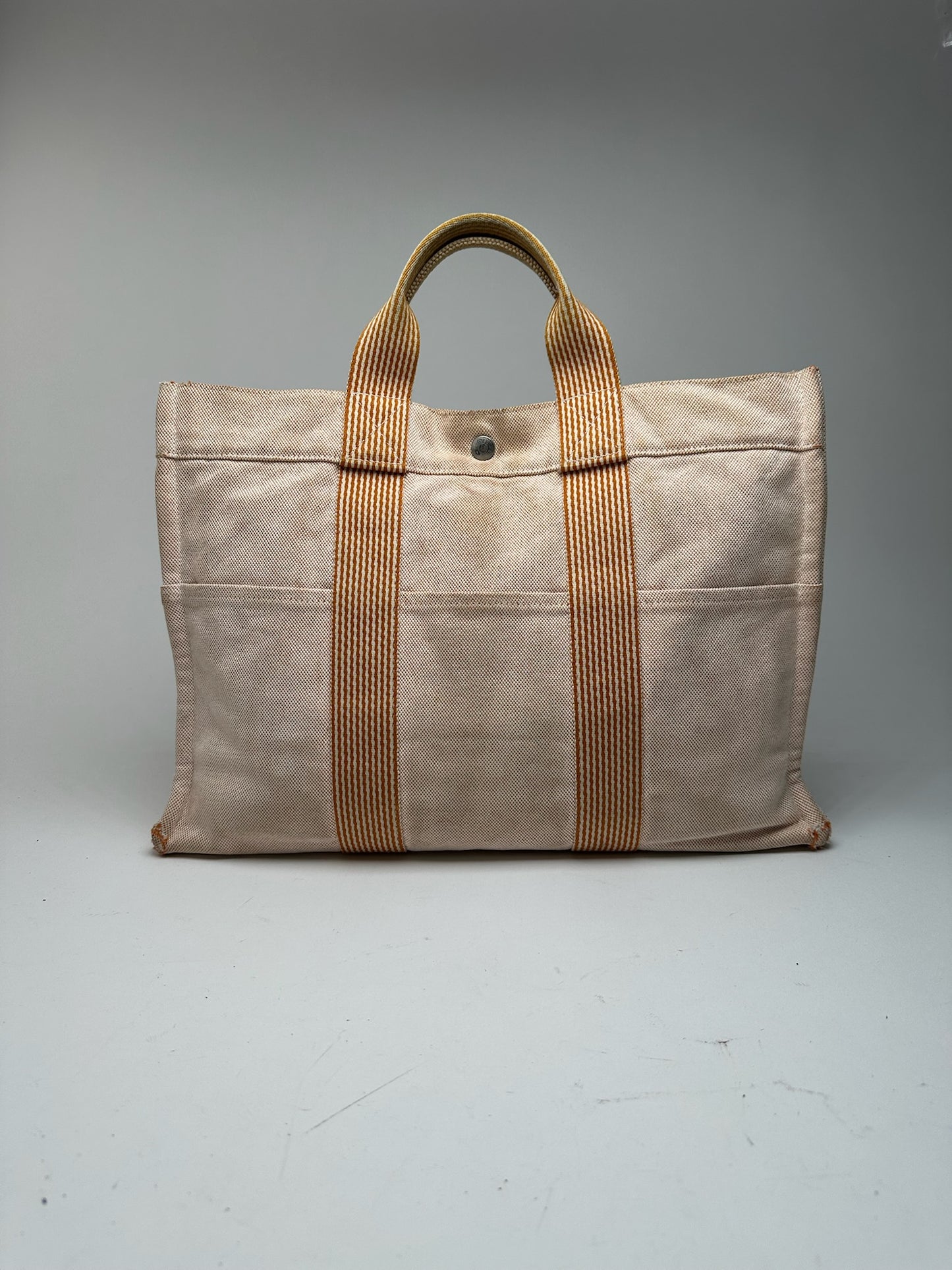 Sac Hermès vintage en coton beige orange