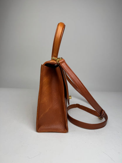 Vintage Givenchy 2Way Leather Handbag Orange Brown