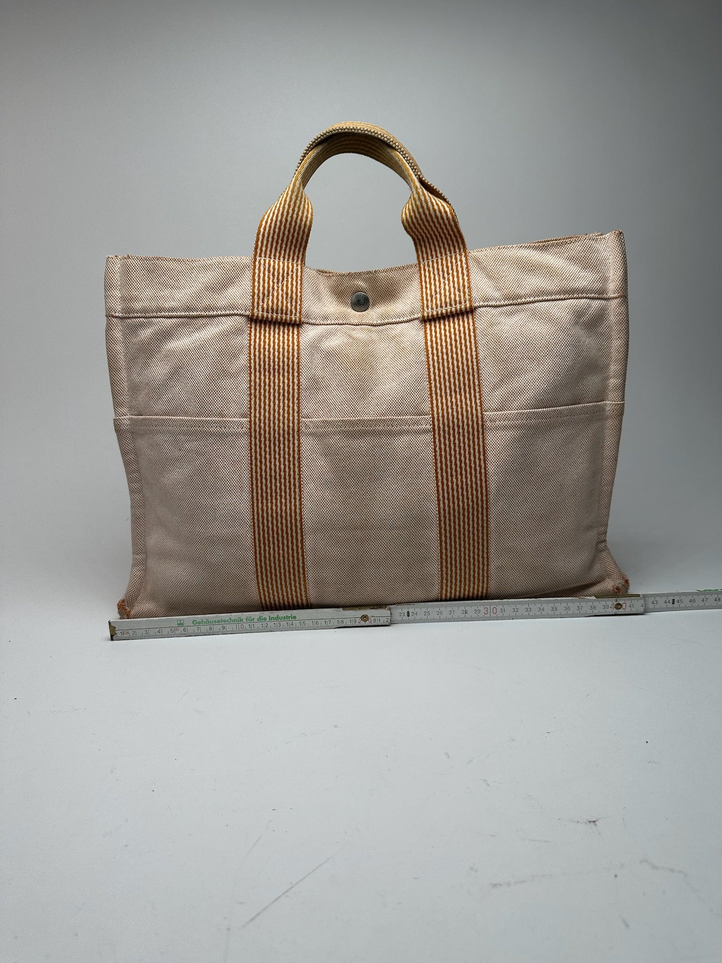 Sac Hermès vintage en coton beige orange