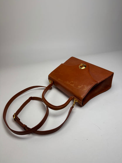 Vintage Givenchy 2Way Leather Handbag Orange Brown