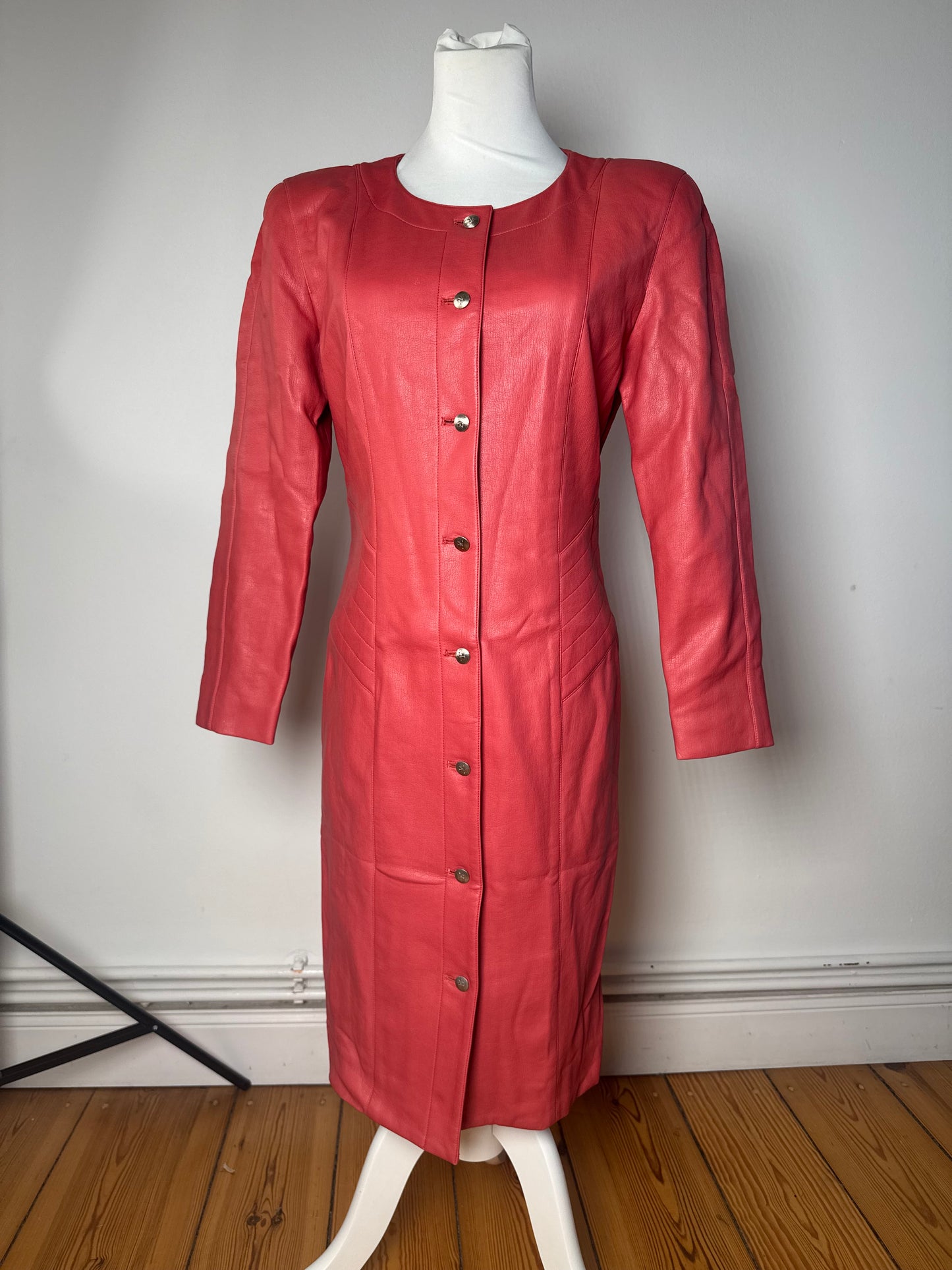 Vintage Courreges Leather Coat red