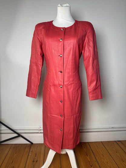 Vintage Courreges Leather Coat red