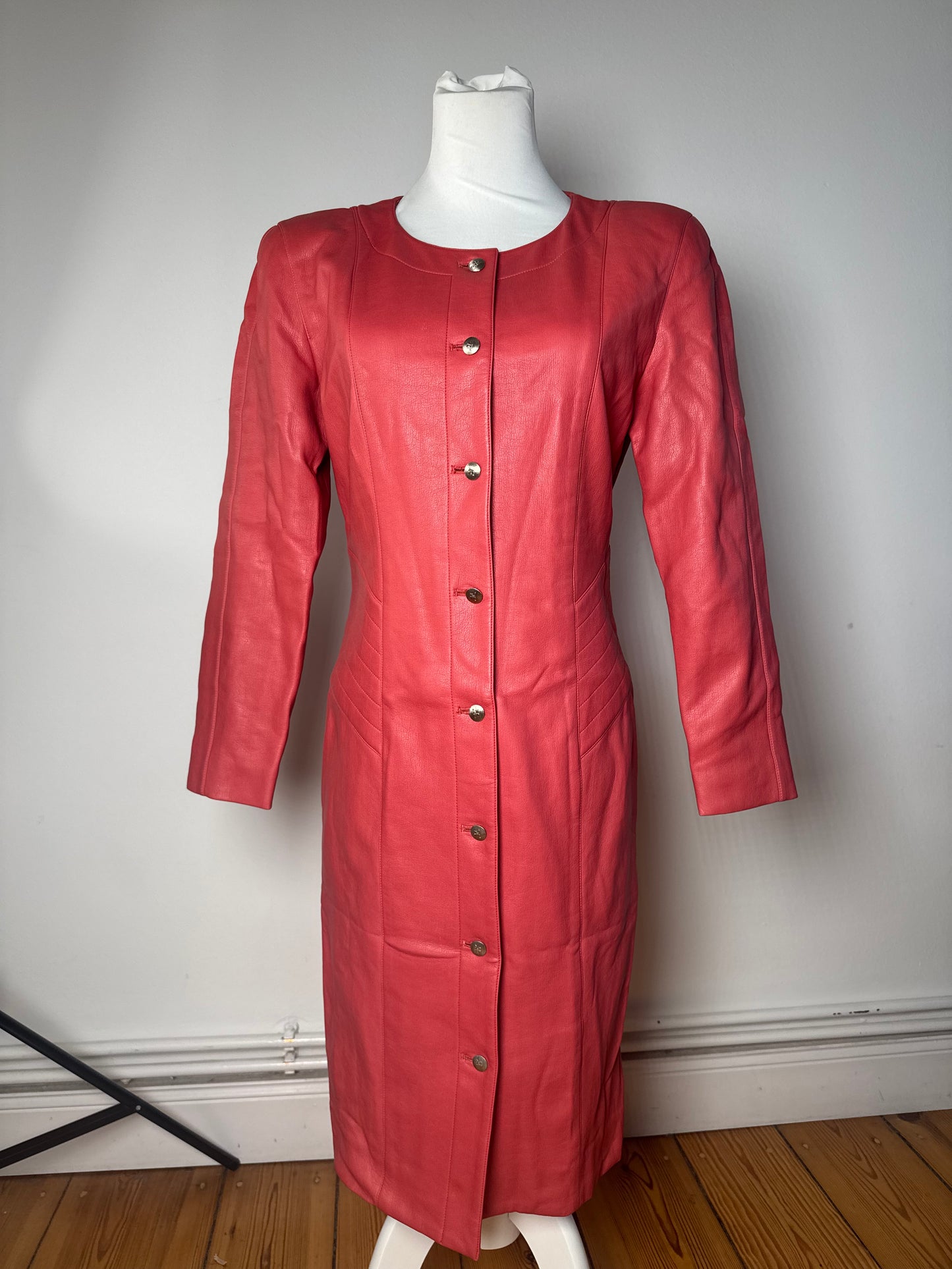 Vintage Courreges Leather Coat red
