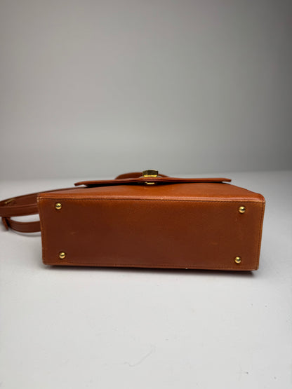 Vintage Givenchy 2Way Leather Handbag Orange Brown