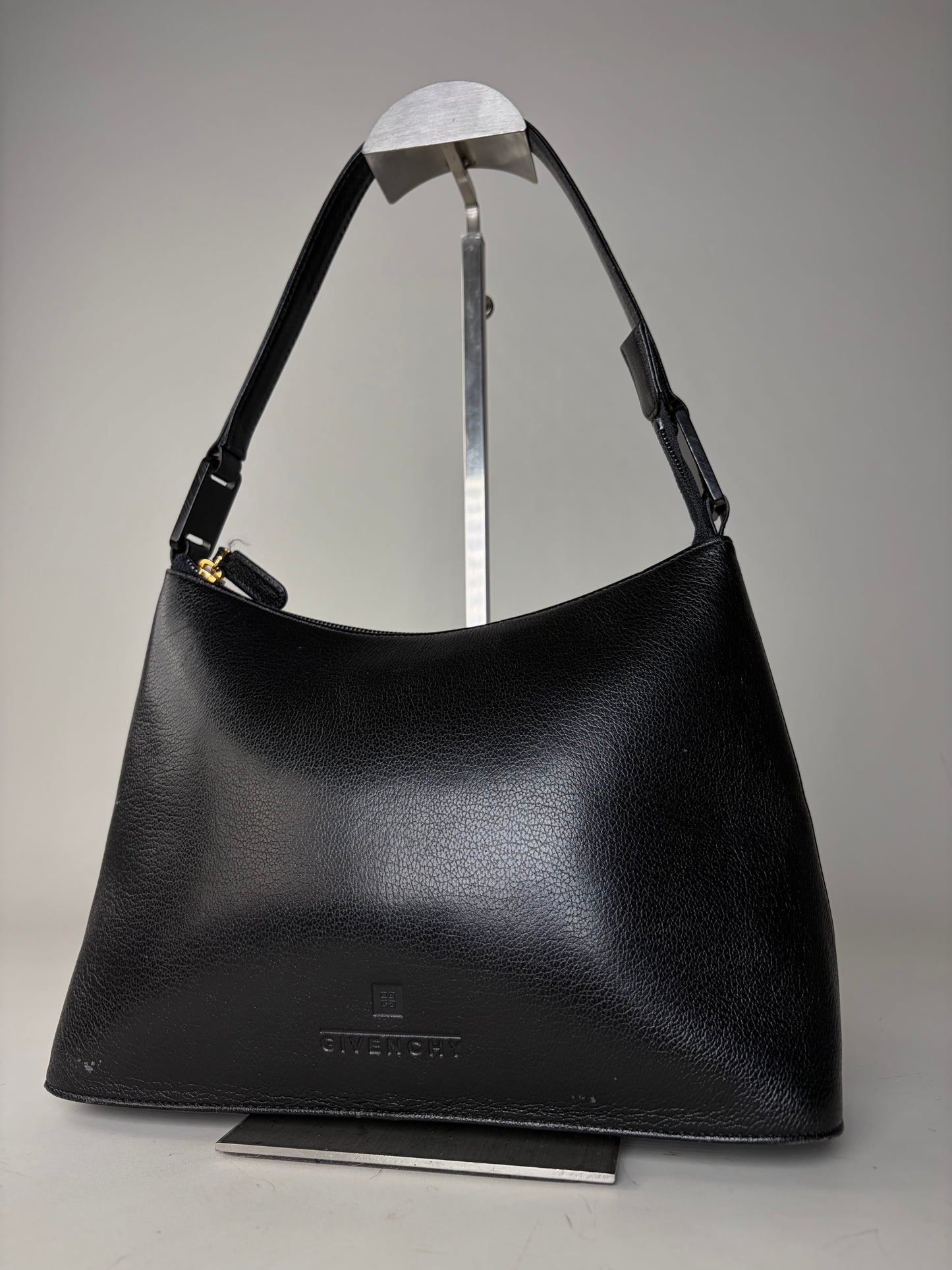 Vintage Givenchy Leather Shoulder Bag Black Gold