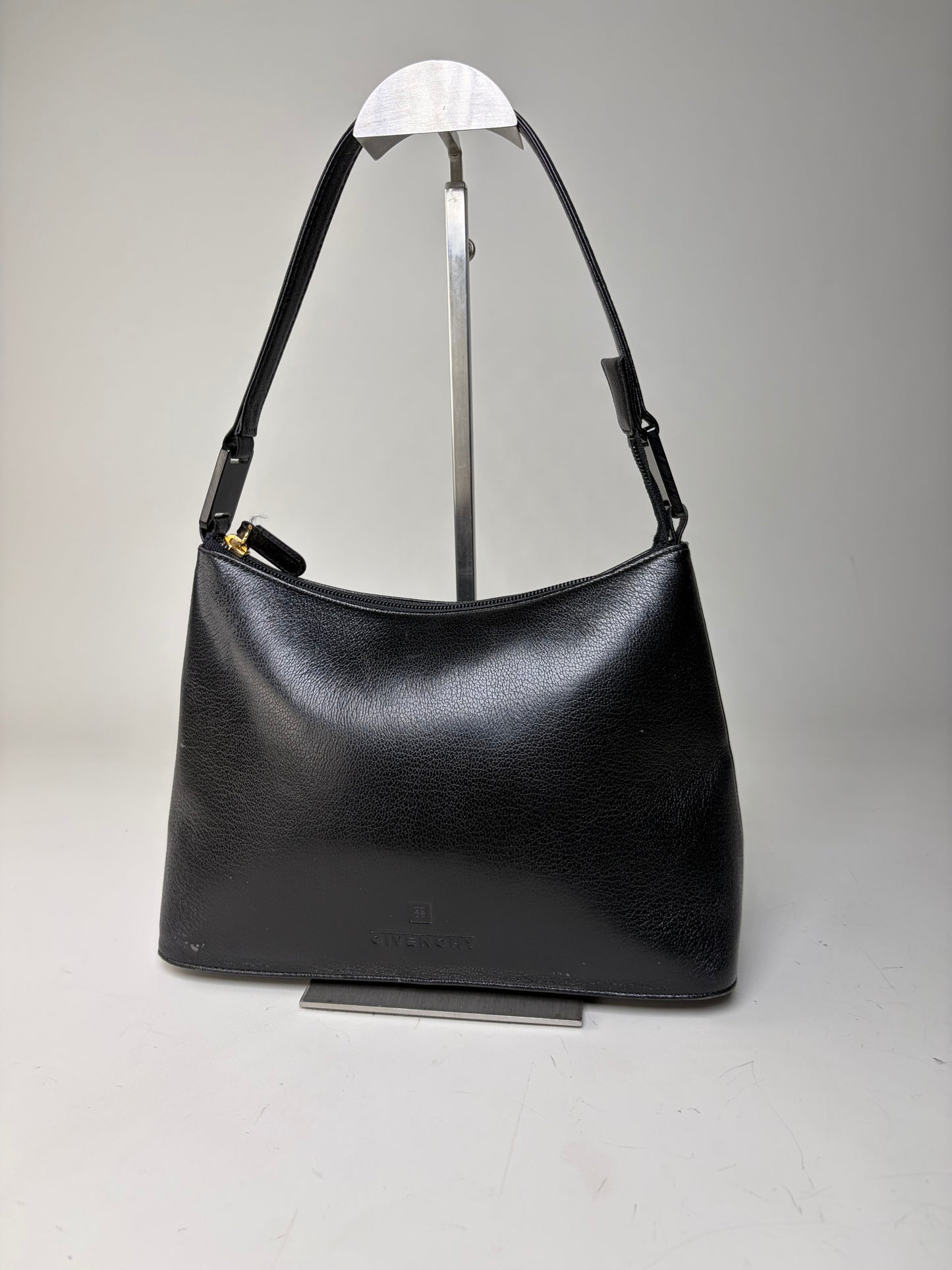 Vintage Givenchy Leather Shoulder Bag Black Gold