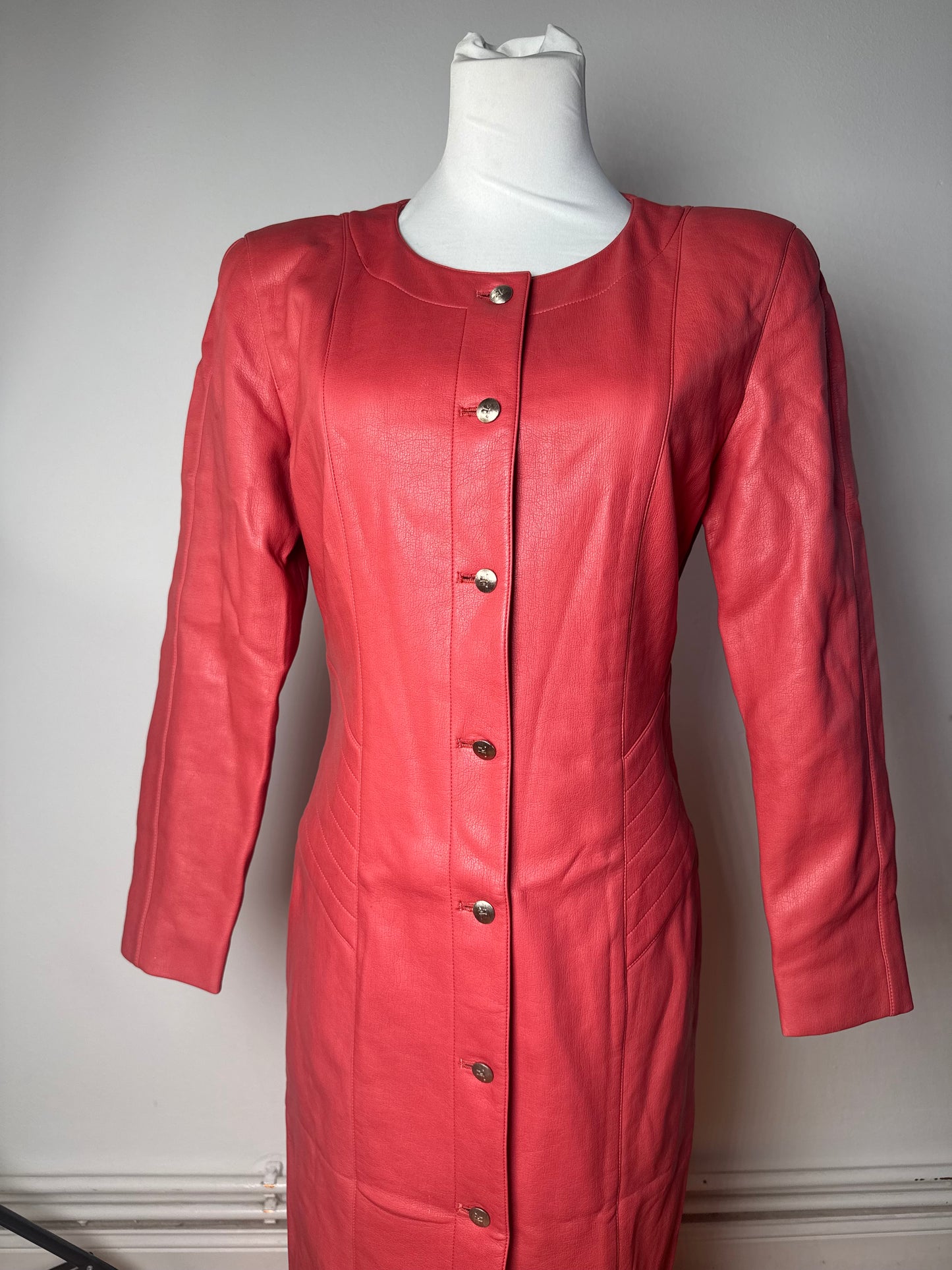 Vintage Courreges Leather Coat red