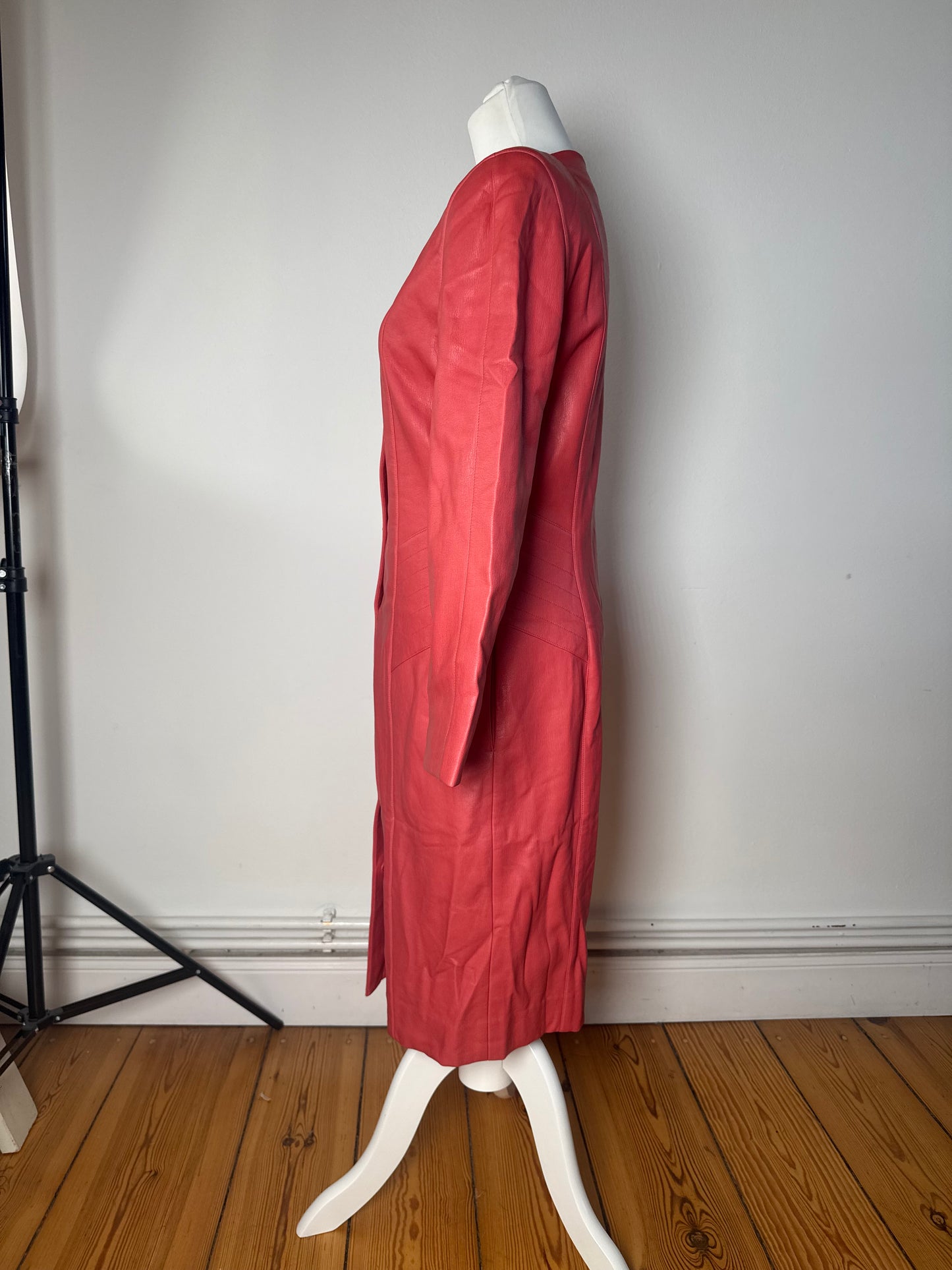 Vintage Courreges Leather Coat red