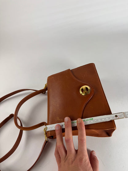 Vintage Givenchy 2Way Leather Handbag Orange Brown