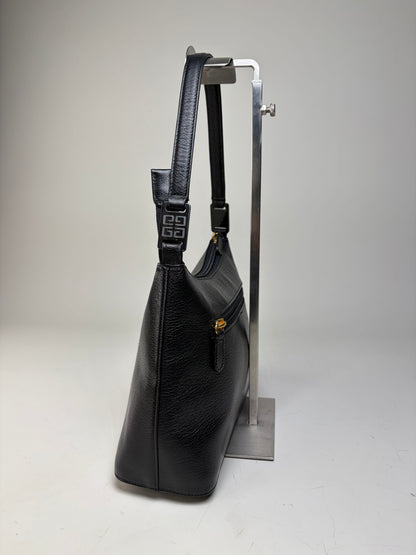 Vintage Givenchy Leather Shoulder Bag Black Gold