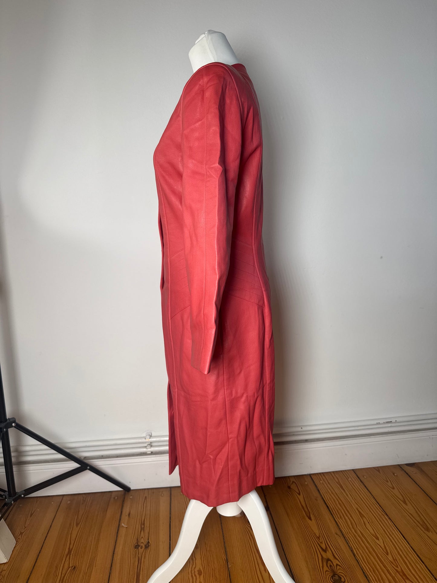Vintage Courreges Leather Coat red