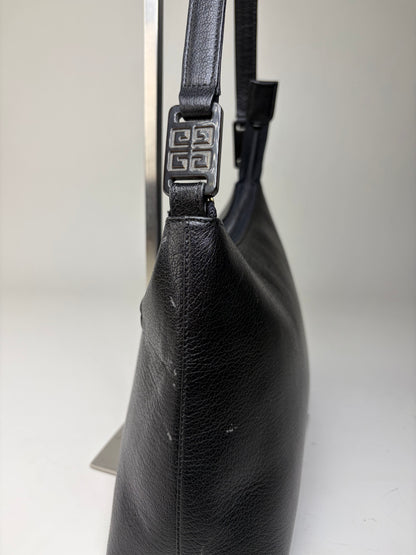 Vintage Givenchy Leather Shoulder Bag Black Gold