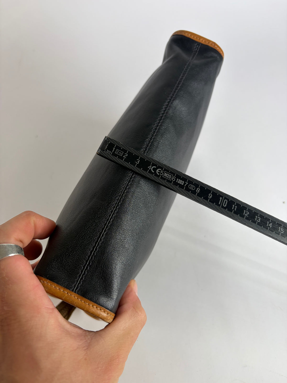 Vintage Celine Leather Clutch Wallet c. Late 1980s Black Tan