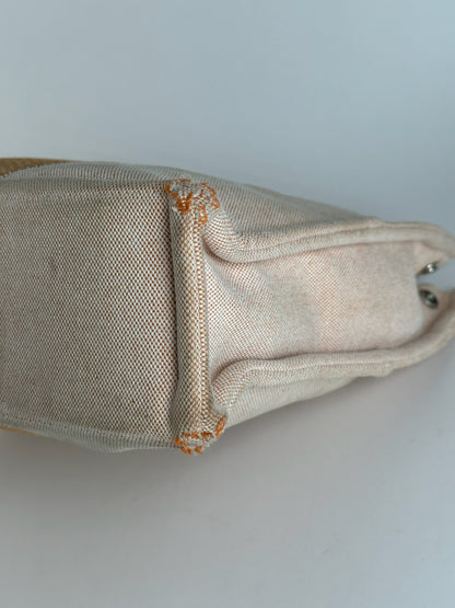 Sac Hermès vintage en coton beige orange