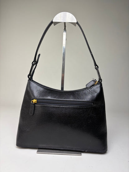 Vintage Givenchy Leather Shoulder Bag Black Gold