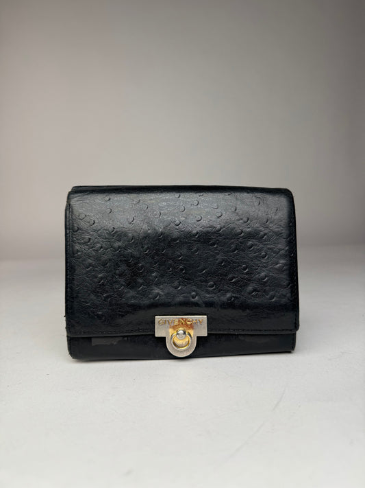 Vintage Givenchy Ostrich Leather Wallet Black