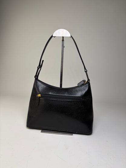 Vintage Givenchy Leather Shoulder Bag Black Gold