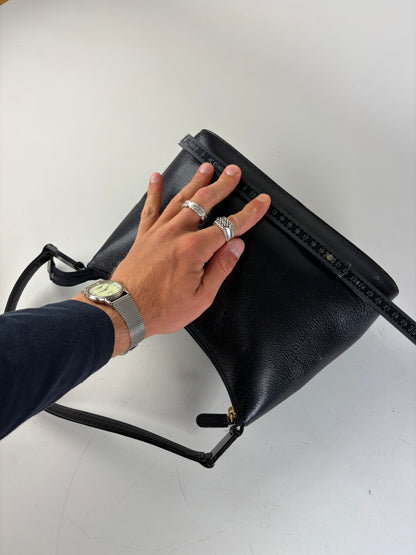 Vintage Givenchy Leather Shoulder Bag Black Gold