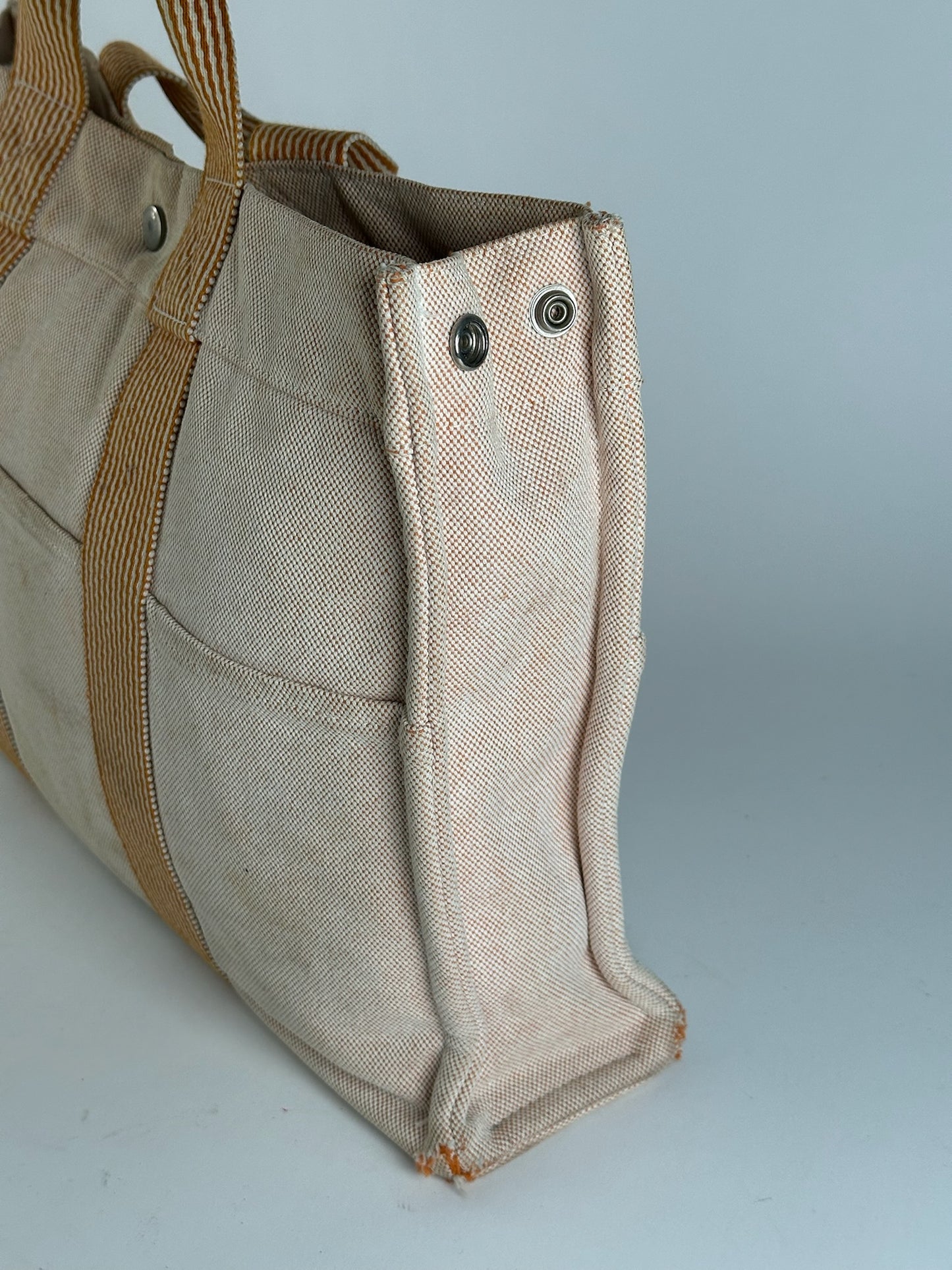 Sac Hermès vintage en coton beige orange