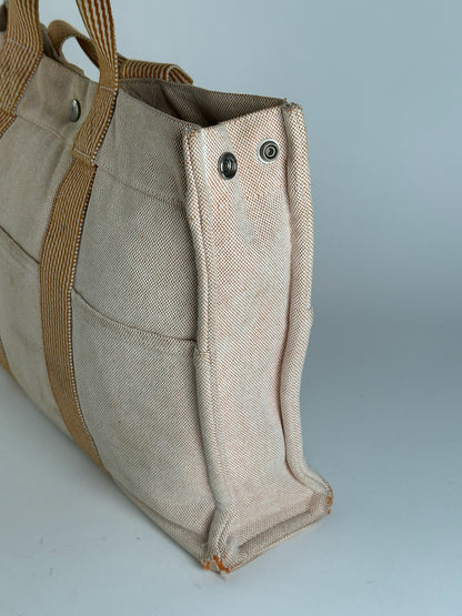 Sac Hermès vintage en coton beige orange