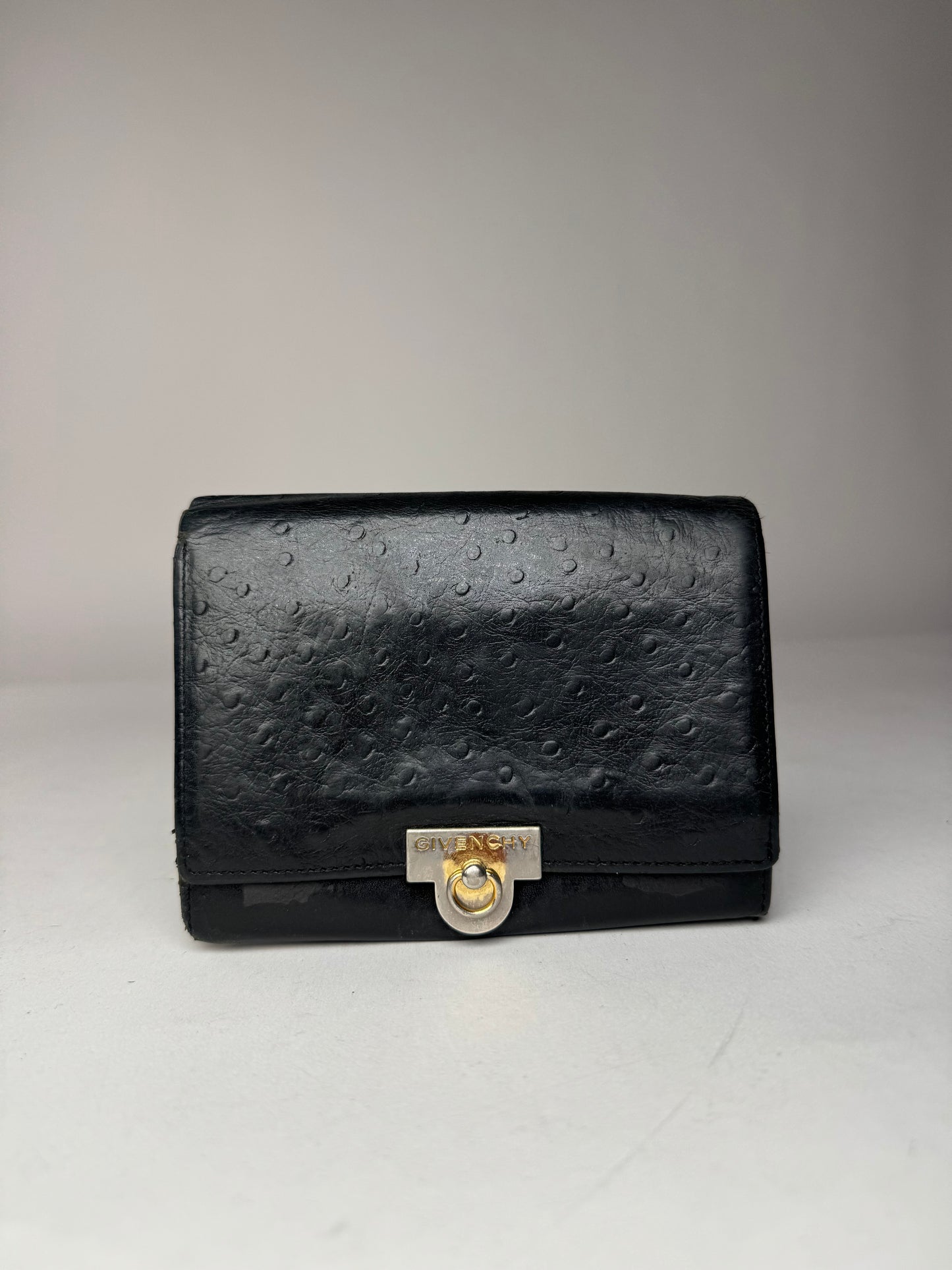 Vintage Givenchy Ostrich Leather Wallet Black